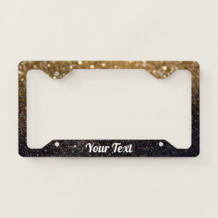 License Plate Frame - Your Text Glitter Gold Black