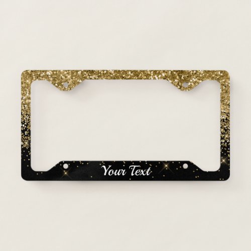 License Plate Frame _Your Text Glitter Gold Duo