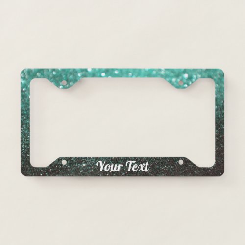 License Plate Frame _ Your Text Glitter Green