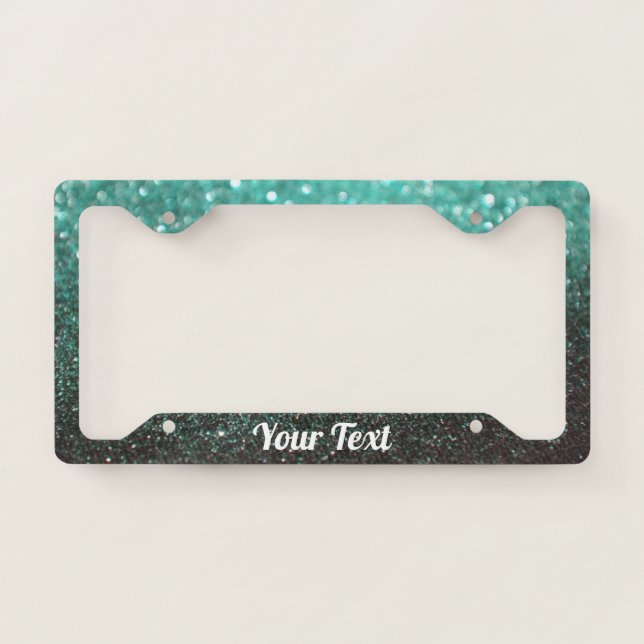 License Plate Frame - Your Text Glitter Green (Front)