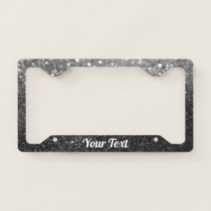 License Plate Frame - Your Text Glitter Grey Black