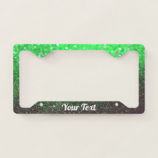 License Plate Frame - Your Text Glitter Lime Black
