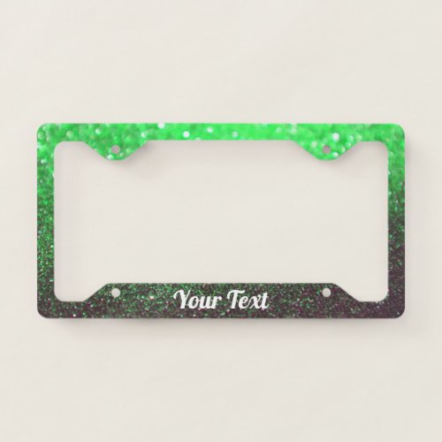 License Plate Frame _ Your Text Glitter Lime Black