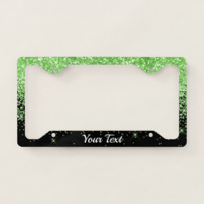 License Plate Frame -Your Text Glitter Lime Duo