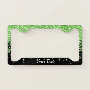 License Plate Frame -Your Text Glitter Lime Duo