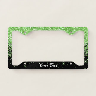 License Plate Frame -Your Text Glitter Lime Duo