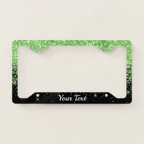 License Plate Frame _Your Text Glitter Lime Duo