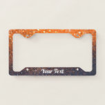 License Plate Frame-Your Text Glitter Orange Black License Plate Frame