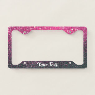 License Plate Frame - Your Text Glitter Pink Black