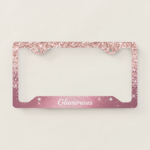 License Plate Frame _Your Text Glitter Pink Purple