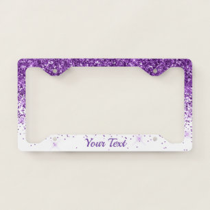 License Plate Frame -Your Text Glitter Purple