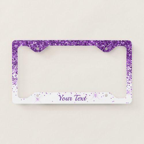 License Plate Frame _Your Text Glitter Purple