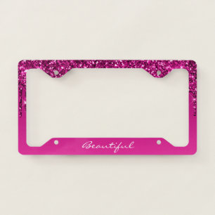 License Plate Frame - (Your Text) Glitter Purple