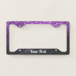 License Plate Frame-Your Text Glitter Purple Black License Plate Frame