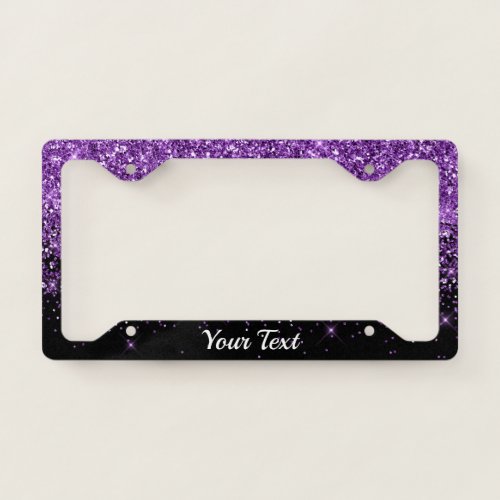 License Plate Frame _Your Text Glitter Purple Duo