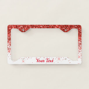 License Plate Frame -Your Text Glitter Red