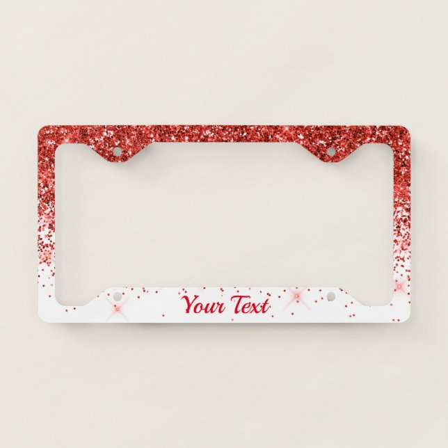 License Plate Frame -Your Text Glitter Red (Front)