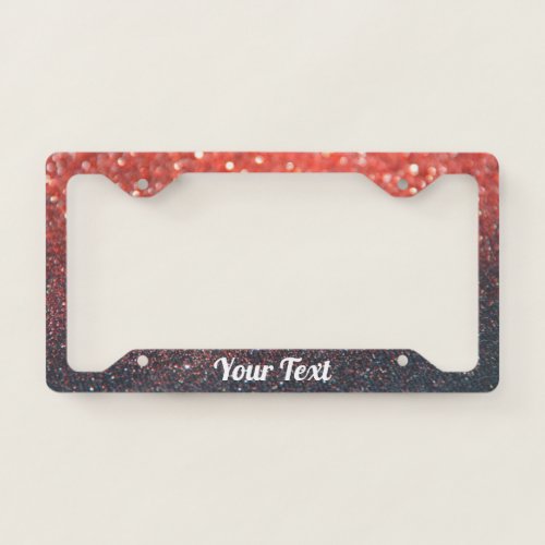 License Plate Frame _ Your Text Glitter Red Black