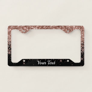 License Plate Frame -Your Text Glitter Rose Gold