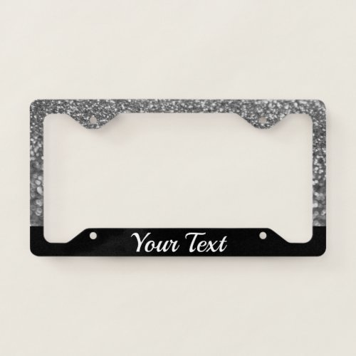 License Plate Frame _ Your Text Glitter Silver