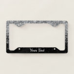 License Plate Frame -Your Text Glitter Silver Duo