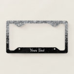 License Plate Frame -Your Text Glitter Silver Duo License Plate Frame -Your Text Glitter Silver Duo