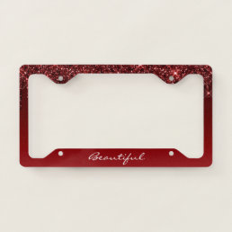 License Plate Frame - (Your Text) Glitter Wine