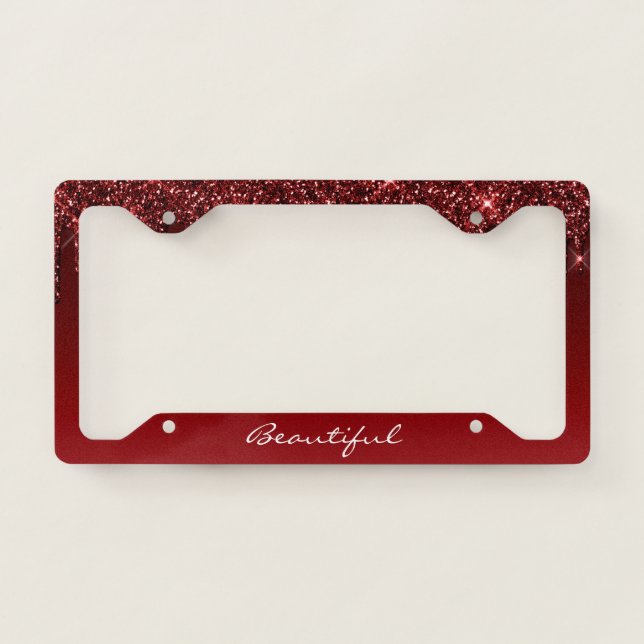 License Plate Frame - (Your Text) Glitter Wine (Front)