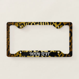 License Plate Frame - Your Text Leopard Gold