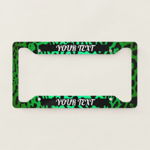 License Plate Frame - Your Text Leopard Green