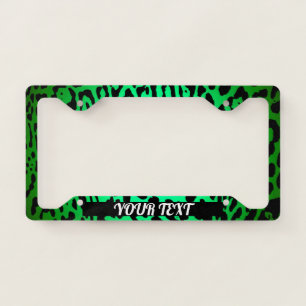 License Plate Frame- Your Text Leopard Green Frame