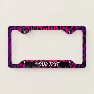 License Plate Frame- Your Text Leopard Pink Purple Frame