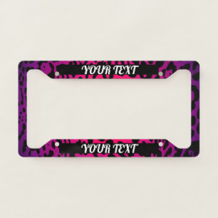 License Plate Frame- Your Text Leopard Pink Purple Frame