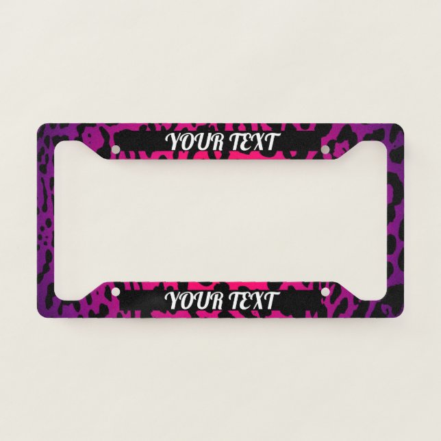 License Plate Frame- Your Text Leopard Pink Purple License Plate Frame (Front)