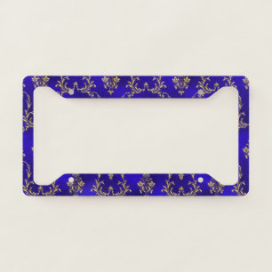 License Plate Holder--Blue & Gold Frame