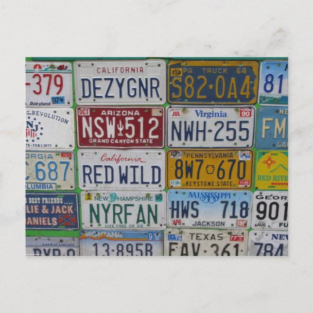 License Plate Lovers Postcard (Front)