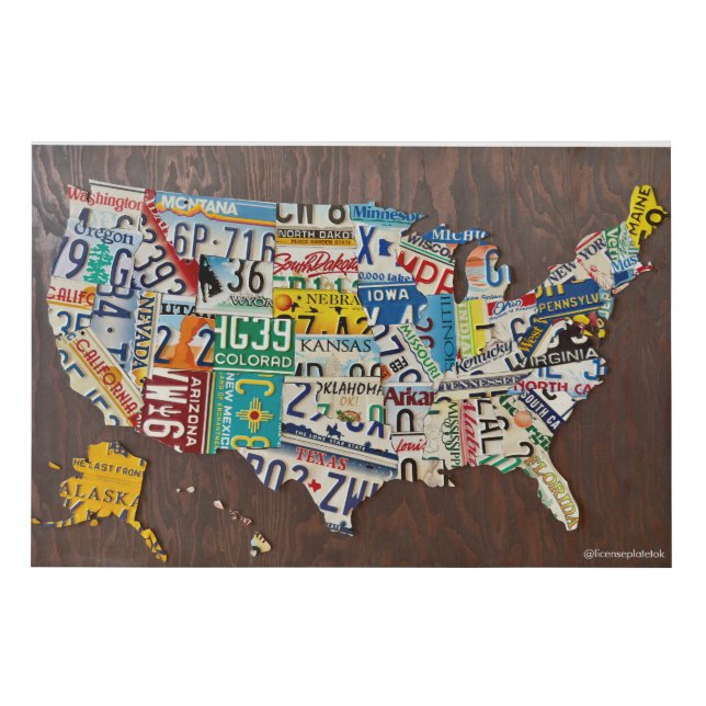 License Plate Map canvas print (Front)