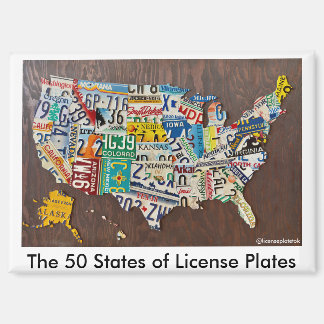 License Plate Map fridge magnet