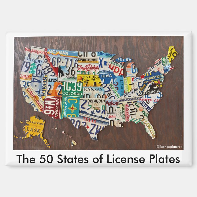 License Plate Map fridge magnet (Front)