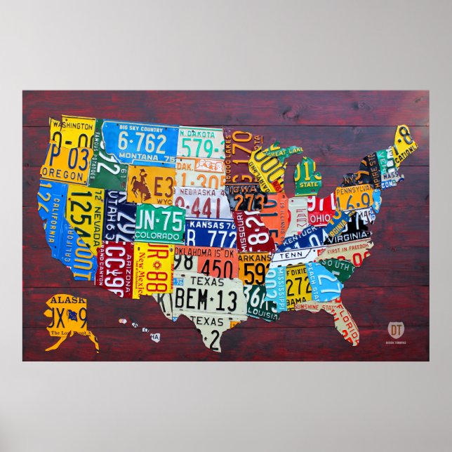 License Plate Map of the United States 2012 Ed. 1 Poster (Front)