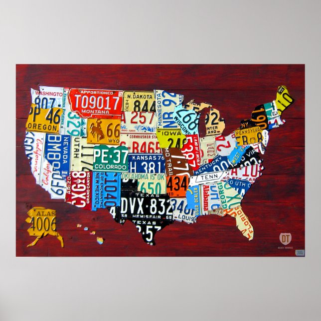 License Plate Map of the USA 2011 Edition 3 Poster (Front)