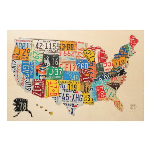 License Plate Map of The USA by Design Turnpike Wood Wall Decor