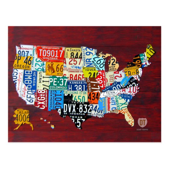 License Plate Map of the USA Postcard | Zazzle.com