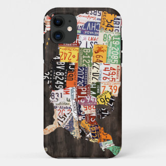License Plate Map of the USA - Warm Colors / Black iPhone 11 Case