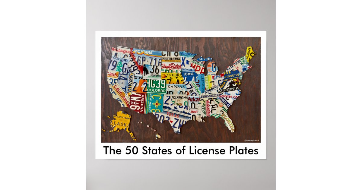 License Plate Map wall poster | Zazzle