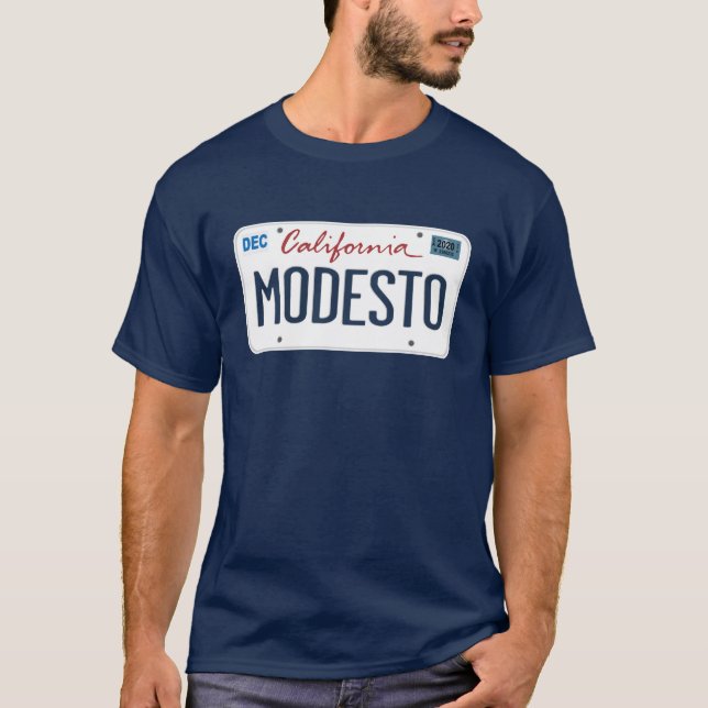 License Plate Modesto California T Shirt (Front)