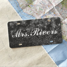 License Plate - Mrs. Glitter Black