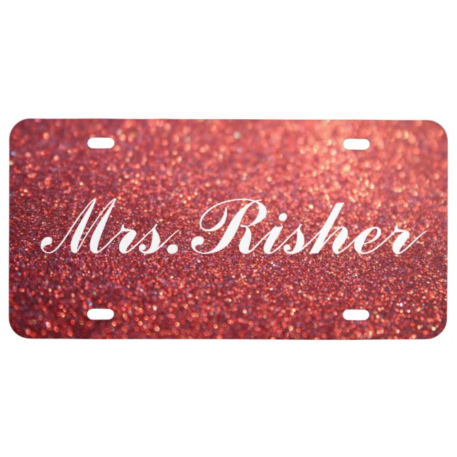 License Plate - Mrs. Glitter red (Front)