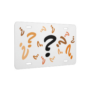 License Plate - Orange and Brown Question Mark