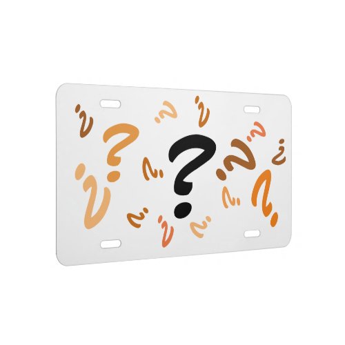 License Plate _ Orange and Brown Question Mark